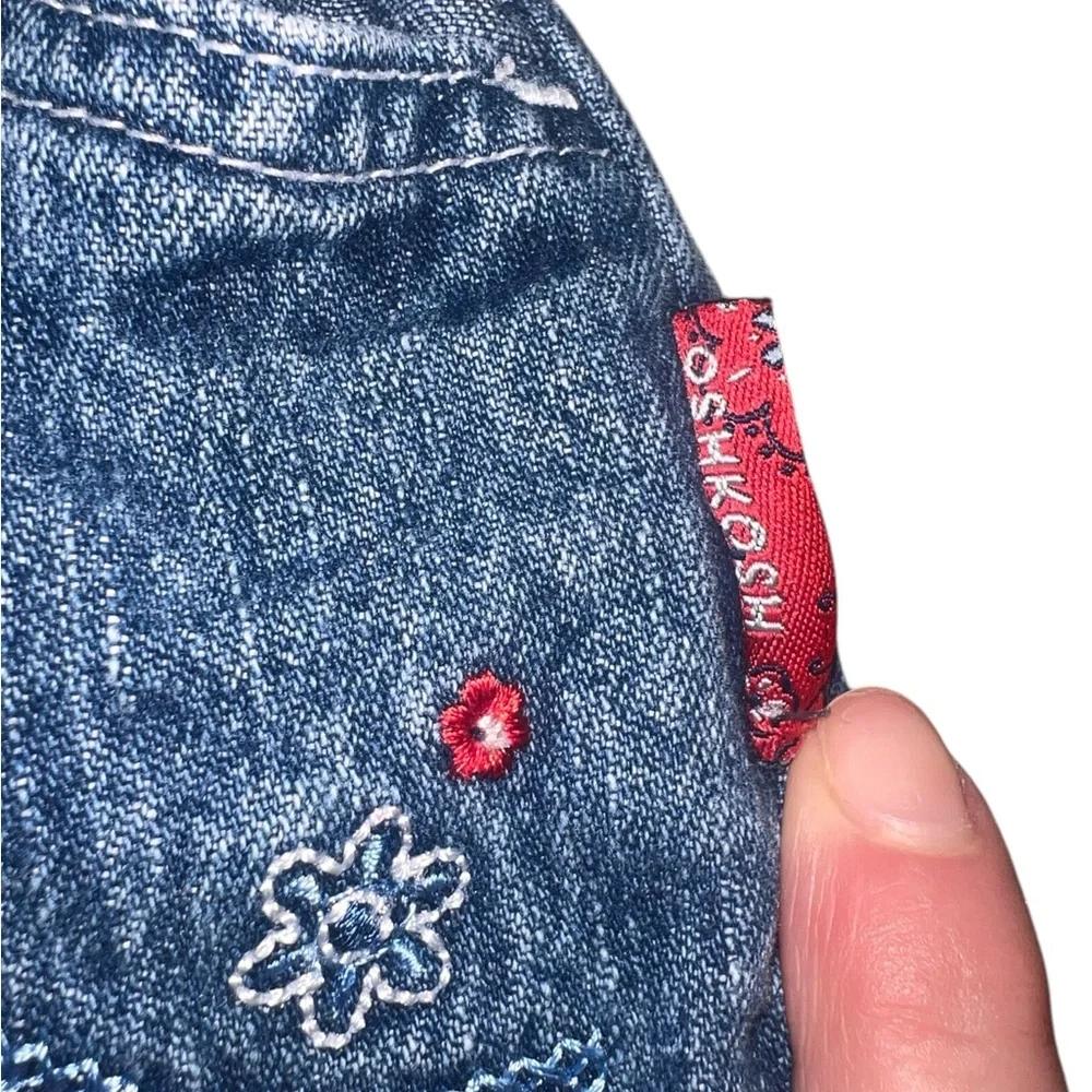Vintage Oshkosh B'gosh Denim Skort 6 Patchwork Stars Florals Red Bandana 90s